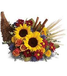 Classic Cornucopia from Clifford's where roses are our specialty